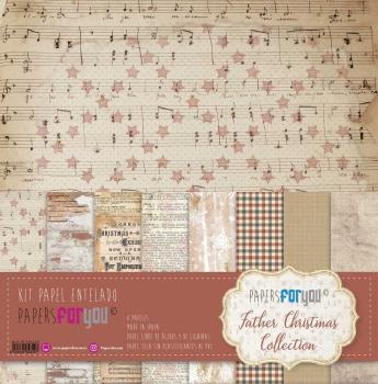 Papers For You - Leinwandpapier "Father Christmas" Paper Pack Canvas 30,5x31 cm - 8 Bogen 