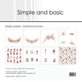 Simple and Basic - Designpapier "Christmas Gnomes" Paper Pack 12x12 Inch - 8 Bogen 