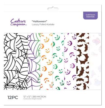 Crafters Companion "Halloween" Luxury Foiled Acetate 12x12 Inch - 12 Bogen