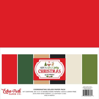 Echo Park - Cardstock "Have A Holly Jolly Christmas" Coordinating Solids Paper 12x12 Inch - 6 Bogen 