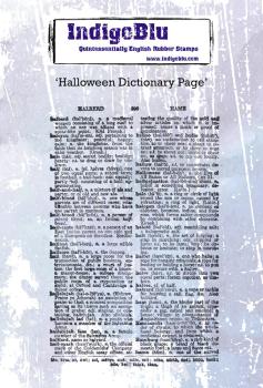 IndigoBlu - Gummistempel "Halloween Dictionary page" A6 Rubber Stamp