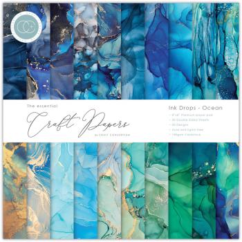 Craft Consortium - Designpapier "Ink Drops Ocean" Paper Pad 8x8 Inch - 30 Bogen