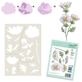 Polkadoodles - Schablone "Mixed Flowers Beautiful Anemone" Colour & Create Stencil 