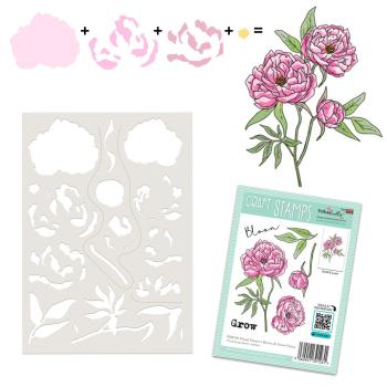 Polkadoodles - Schablone "Mixed Flowers Bloom & Grow Peony" Colour & Create Stencil 