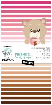 Creative Craft Lab - Studio Light - Friendz Designpapier "Partea " Paper Pack 15x7,5 cm - 24 Bogen