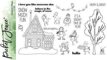 Picket Fence Studios - Stempel "Snowman Village" Clear Stamp