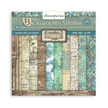 Stamperia - Designpapier "Songs of the Sea Maxi Background" Paper Pack 12x12 Inch - 10 Bogen