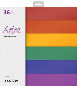 Crafters Companion - Designpapier "Rainbow" Pearl Paper Pack 12x12 Inch - 36 Bogen