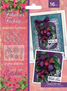 Crafters Companion - Stempelset & Stanzschablone "Beautiful Fuchsias" Stamp & Dies