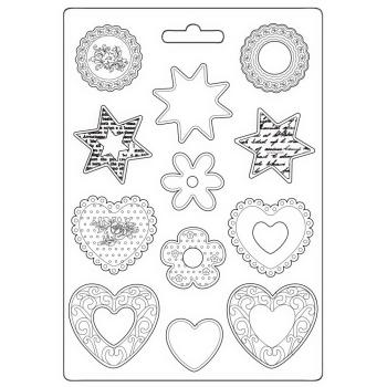 Stamperia - Gießform A4 "Starts and Hearts" Soft Mould