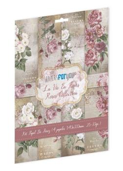 Paper For you - Decoupage Papier "La Vie En Fleurs Roses" Rice Paper Kit - 4 Bogen