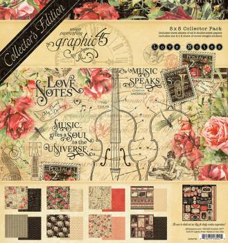 Graphic 45 - Designpapier "Love Notes" Collection Pack 8x8 Inch - 24 Bogen