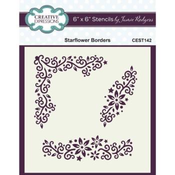 Creative Expressions - Schablone "Starflower Borders" Stencil 6x6 Inch Design by Jamie Rodgers
