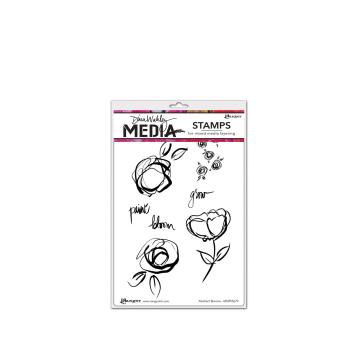 Ranger - Stempelset by Dina Wakley "Abstract blooms" Media Cling Stamp 