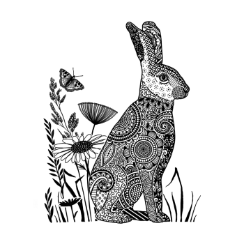 Crafty Individuals - Gummistempel "Happy Bunny" Unmounted Rubber Stamps 