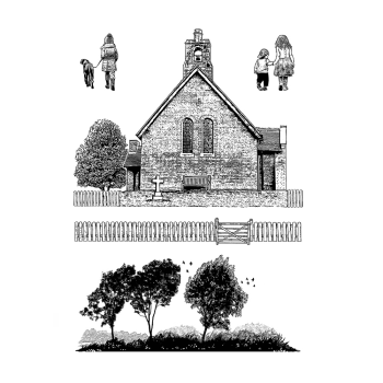 Crafty Individuals - Gummistempelset "Red Brick Church" Unmounted Rubber Stamps 