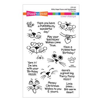 Stampendous - Stempelset "Kitty Hugs Faces and Sentiments" Clear Stamps