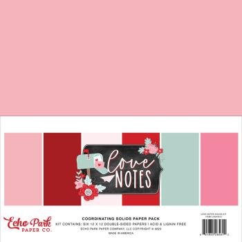Echo Park - Cardstock "Love Notes" Coordinating Solids Paper 12x12 Inch - 6 Bogen 