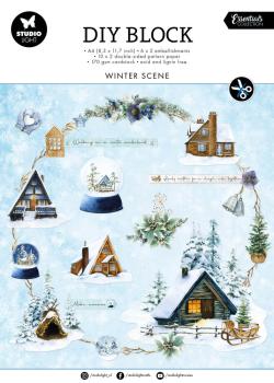 Studio Light - Designpapier - Stanzteile "Winter Scene " DIY Block A4 - 32 Bogen