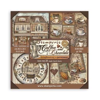 Stamperia - Designpapier "Coffee and Chocolate" Paper Pack 8x8 Inch - 22 Bogen