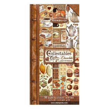 Stamperia - Designpapier "Coffee and Chocolate Collectables" Paper Pack 6x12 Inch - 10 Bogen