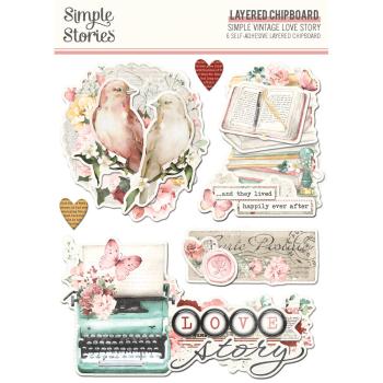 Simple Stories - Aufkleber "Simple Vintage Love Story" Chipboard Sticker 