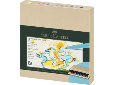 Faber Castell - Pigment-Zeichenstift "Pitt Artist Pen Brush Pigmented India Ink Studiobox" 12 Stifte