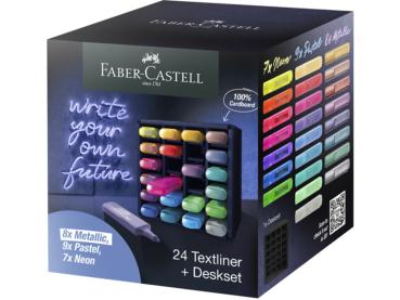 Faber Castell - Textmarker "Metallic/Pastel/Neon" 24 Textliner Deskset