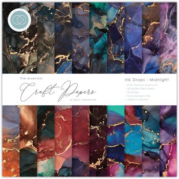 Craft Consortium - Designpapier "Ink Drops Midnight" Paper Pad 8x8 Inch - 20 Bogen