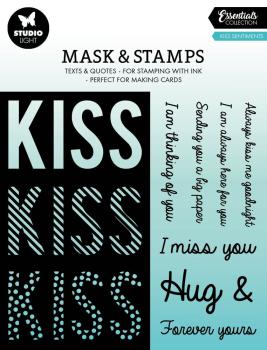 Studio Light - Schablone & Stempel "Kiss Sentiments" Stencil & Clear Stamps