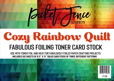 Picket Fence Studios - Kartenvorderseiten "Cozy Rainbow Quilt" Toner Cards Fronts A2 - 6 Karten