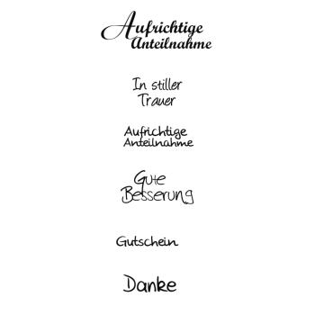 Stempel Set - 6 Schriftzüge "Trauer"
