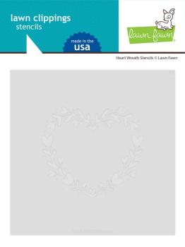 Lawn Fawn - Schablone "Heart Wreath Lawn Clippings" Stencil