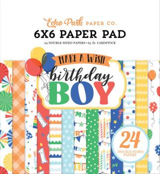 Echo Park - Designpapier "Make A Wish Birthday Boy" Paper Pack 6x6 Inch - 24 Bogen