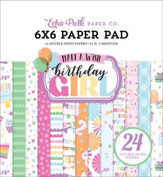 Echo Park - Designpapier "Make A Wish Birthday Girl" Paper Pack 6x6 Inch - 24 Bogen