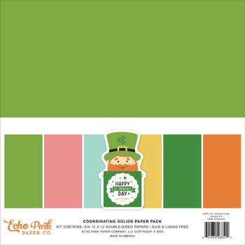 Echo Park - Cardstock "Happy St. Patrick's Day" Coordinating Solids Paper 12x12 Inch - 6 Bogen 