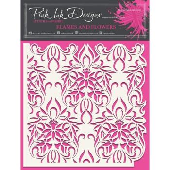 Pink Ink Designs - Schablone "Flames & Flowers" Stencil