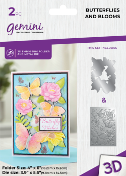 Gemini - Prägefolder & Stanzschablone "Butterflies and Blooms" 3D Embossing Folder &  Dies 