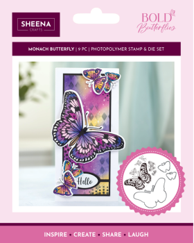Crafters Companion - Stempelset & Stanzschablone "Monarch Butterfly" Stamp & Dies
