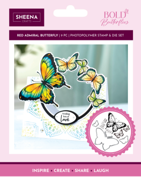 Crafters Companion - Stempelset & Stanzschablone "Red Admiral Butterfly" Stamp & Dies