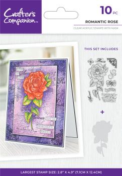 Crafters Companion - Stempel & Schablone "Romantic Rose" Clear Stamps & Stencil