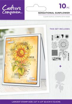 Crafters Companion - Stempel & Schablone "Sensational Sunflower" Clear Stamps & Stencil