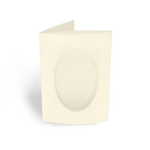 Passepartoutkarte oval 3-Fach DIN A6 in struktur naturell