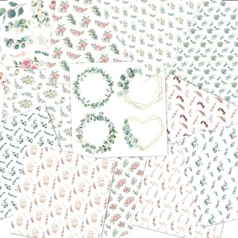 Preview: LaCreativ - Designpapier "Eukalyptusliebe" Paper Pack 6x6" - 24 Bogen
