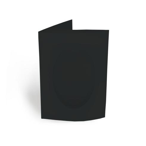 Passepartoutkarte oval 3-Fach DIN A6 in schwarz