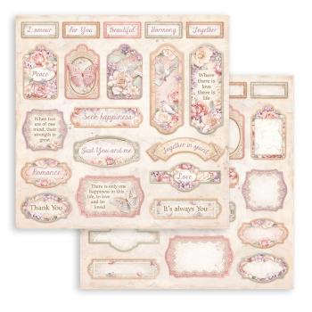 Stamperia - Designpapier "Romance Forever Tags" Paper Pack 12x12 Inch - 10 Bogen