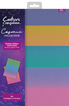 Crafters Companion - Glitzerpapier "Cosmic Collection" Ombre Glitter Card Pack A4 - 25 Bogen
