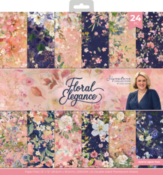 Crafters Companion - Designpapier "Floral Elegance" Paper Pack 12x12 Inch - 24 Bogen