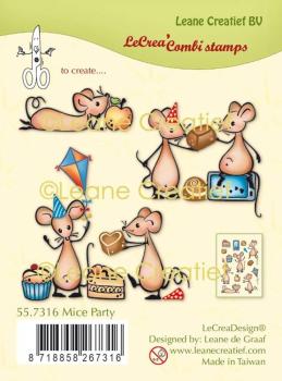 Leane Creatief - Stempelset "Mice Party" Combi Clear Stamps