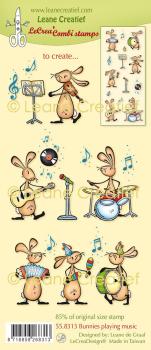 Leane Creatief - Stempelset "Bunnies Playing Music" Combi Clear Stamps